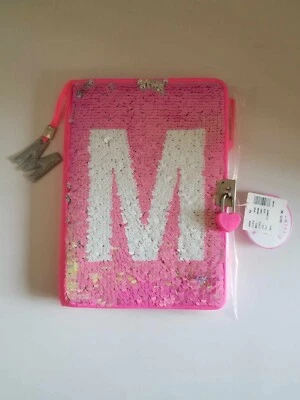 正义女孩亮片霓虹翻盖亮片日记日记写作笔记本初始 M — 第 1/4 张图片