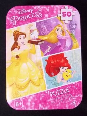 Mini rompecabezas Princesa Disney en lata de coleccionista Belle Rapunzel Ariel 50 piezas NUEVO Foto 1 de 2