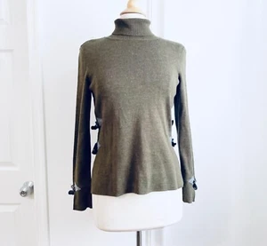 Adrianna Papell Wool Blend Sweater Moss Green Size M Medium Turtleneck EUC - Picture 1 of 7