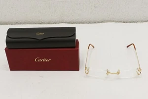 Cartier Rectangular Rimless 53mm Gold Unisex Eyeglasses CT0092O 001 - Picture 1 of 11