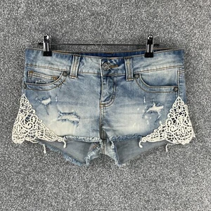 Harley Davidson Denim Shorts Womens W30 Blue Studded Vintage - Picture 1 of 11