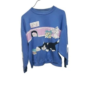 Sudadera De Colección Spumoni Mujer Talla M Azul Gatos Ratón Queso Franko Manga Larga  - Imagen 1 de 16