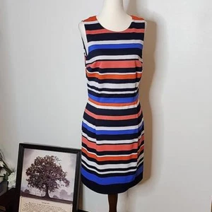 Vestido Vince Camuto a Rayas Funda Oficina Preppy Diseñador Primavera Verano Bohemio - Imagen 1 de 9