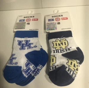 Assorted Notre Dame Infant socks Size 0-12months NEW, 2 PAIR White - Picture 1 of 8