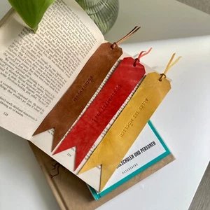 Personalisiertes Lesezeichen mit Wunschgravur.Hochzeit Geschenke Bookmark Leder - Picture 1 of 20