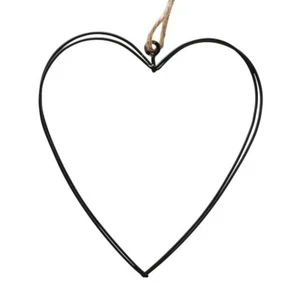 6 STK Herzen schwarz Metall Anhänger 10cm Dekoherzen Eisen Hochzeit Hänger b692 - Bild 1 von 2