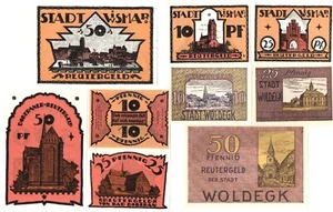 3 RARE COMPLETE SETS of NOTGELD w BOLD GRAPHICS! 3 JUMBO NOTES, 18 DIFF DESIGNS! - Picture 1 of 1