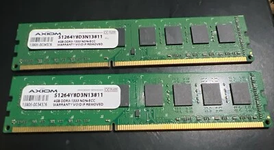 2X 4GB  Total 8GB Axiom PC3-12800 (DDR3-1600) desktop ram   51264Y8D3N16811 - Image 1 of 3