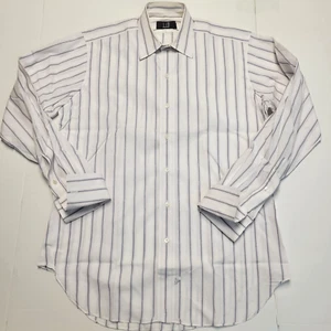 vtg 90s DUNHILL Striped FRENCH CUFF Dress Shirt Men's 15.5 34 MEDIUM White Blue - Picture 1 of 7