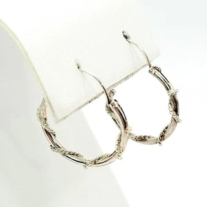 Vintage Sterling Silver Hoop Earrings Hinged French Wire Closure Approx 3/4"  - Picture 1 of 9