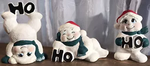 Set Of 3 Vintage Holland Dimpled Ceramic Mold Snowmen Ho Ho Ho - Picture 1 of 10