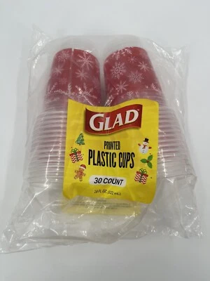 Glad Holidays Snowflake Red 18 oz Plastic Cups 30 Per Pack Plastic Tableware - Image 1 of 4