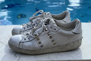 VALENTINO WEISSE LEDER SCHNÜRER NIETEN DETAILS FREIZEIT SNEAKER Gr. 38 MADE IN ITALY - Bild 1 von 24