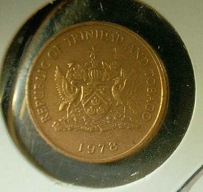 VENTA MUNDIAL DE MONEDAS: MONEDA DE COMPOSICIÓN DE BRONCE DE 1 CENTAVO TRINIDAD Y TOBAGO 1978 KM# 29 Foto 1 de 3