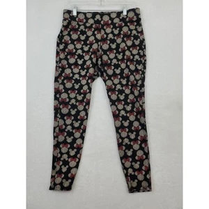 Disney Mini Mouse Leggings Womens Size 0 Black Red White Knit Pull Up Tapered - Picture 1 of 8