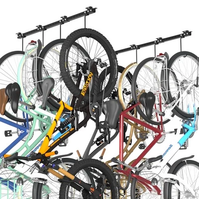 Adjustable Ceiling Mounted Bike Rack for Garage, Hold 4-8 Bikes, Hanger for S... - Image 1 of 4