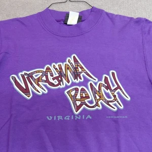Vintage Virginia Beach Shirt Medium Purple 1996 Logo Athletic Graffiti NEW Y2K - Picture 1 of 8
