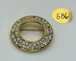 DE COLECCIÓN BROCHE BROCHE CÍRCULO CRISTAL PAVÉ FIRMADO CISNE DE SWAROVSKI CORONA TONO DORADO - Imagen 1 de 5
