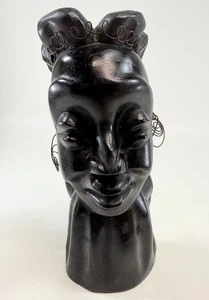 Figura escultura busto mujer madera tribal arte popular africano tallado a mano grande 10,5" - Imagen 1 de 5