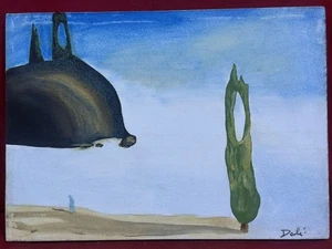 SALVADOR DALÍ oil painting on canvas, vtg stamped signed - Picture 1 of 5