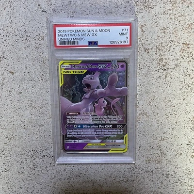 Mewtwo & Mew GX 71/236 Unified Minds Tag Team Pokemon Card PSA 9 MINT - Image 1 of 2