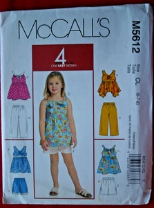 McCall's Children's Top,Shorts,Capri Pants  Pattern M5612 Size  6-8 UNCUT - Picture 1 of 2