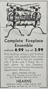 Anuncio impreso vintage de chimenea Hearns Department Store Fifth Ave at 14th St NY 1945 - Imagen 1 de 4