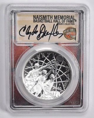 PR70 2020-P CLYDE DREXLER SIGNED Basketball HOF Commemorative Dollar PCGS *6206 - Image 1 of 4