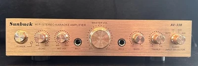 Sunbuck AV-338 Hi Fi Stereo Karaoke Amplifier 2 Microphone Inputs Untested - Image 1 of 4