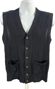 Jos A Bank Traveler Men’s Black Ribbed Sleeveless Wool Sweater Vest - L - Picture 1 of 3