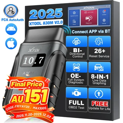 2025 XTOOL A30M V2.0 Bluetooth OBD2 Scanner All System Bidirectional Diagnostic  - image 1 of 4