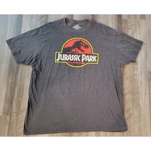 Jurassic Park T-Shirt Herren Gr. 2XL Grau Baumwolle Kurzarm Dinosaurier Grafik - Bild 1 von 4