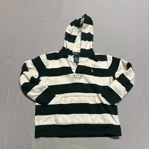 Polo Ralph Lauren Kids Hoodie Green Stripe Pullover Sweatshirt US Sz 7 - Picture 1 of 12