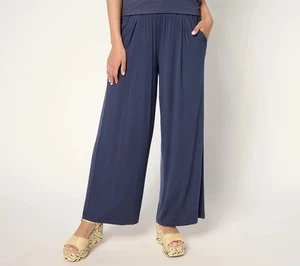 LOGO by Lori Goldstein Regular Knit Full Length Wide Leg Pants Dark Blue 2X - Picture 1 of 4