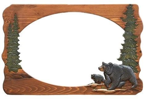 Zeckos Bear & Cub Mirror – 34" x 26" Wall Decor - Image 1 of 1
