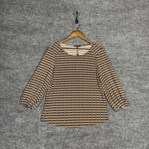 Adrianna Papell Womens Medium 3/4 Sleeve Geo Print Crew Neck Stretch Cuff NEW - Picture 1 of 12
