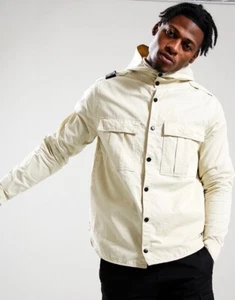 Men’s MA.STRUM HOODED PARADE OVERSHIRT ASH Beige Shirt Size M - Picture 1 of 4