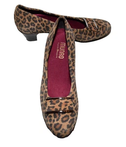 Munro American Leopard Print Suede Toe Buckle Chunky Block Heel Heels Size 8B - Picture 1 of 9