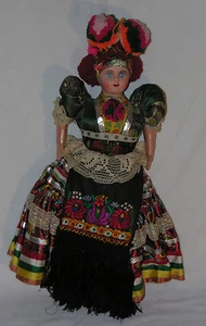 Vintage 21" Tall Hungary Costume Bride Mangyar Doll Leather Jointed Composition - Picture 1 of 5