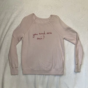 Joie ‘You And Me, Oui? Cozy Sweatshirt Size L Soft Pink - French Valentines Day - Picture 1 of 2