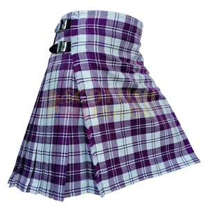 Scottish Handmade Traditional Erskine Dress Purple & White Tartan Kilt - Bild 1 von 8