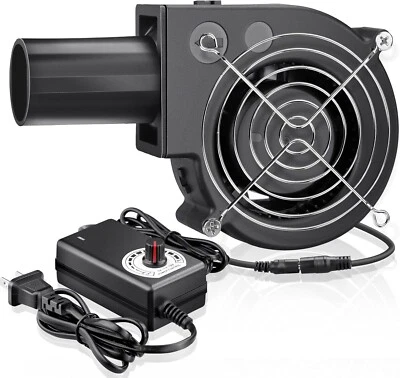 97Mm X 33Mm BBQ Blower Fan 12V with 120V – 240V AC Plug Variable Speed Controll - Image 1 of 4