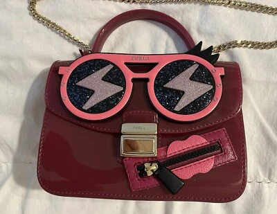 Furla Mini Bolso Bandolera Cartera PVC Jalea Hecho en Italia Rosa Caliente Metrópolis Usado en Excelente Condición Foto 1 de 4