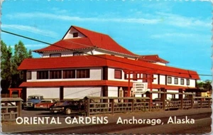 Anchorage AK Oriental Gardens Restaurant Dining Autos Alaska postcard JP13 - Picture 1 of 2