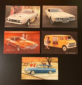Vintage Automobile Postcard Lot of 5 - Ford Mustang, Packard Clipper & More
