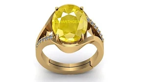 Anillo de piedras preciosas Pukhraj de zafiro amarillo natural 7,25 Ratti 6,00 quilates chapado en oro - Imagen 1 de 4