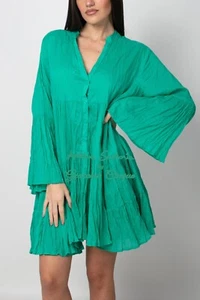 Vestido midi de algodón y mangas largas en verde ~ Antica Sartoria - Imagen 1 de 2