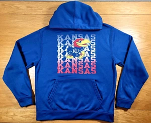 Kansas Jayhawks Hoodie Youth Large (16-18) Blue Red Sweater Hooded Sweatshirt - Picture 1 of 6