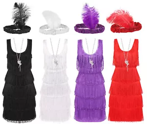 1920 DELUXE FLAPPER VESTIDO DISFRAZ DISFRAZ ADULTO MUJER CHARLESTON GATSBY - Imagen 1 de 5