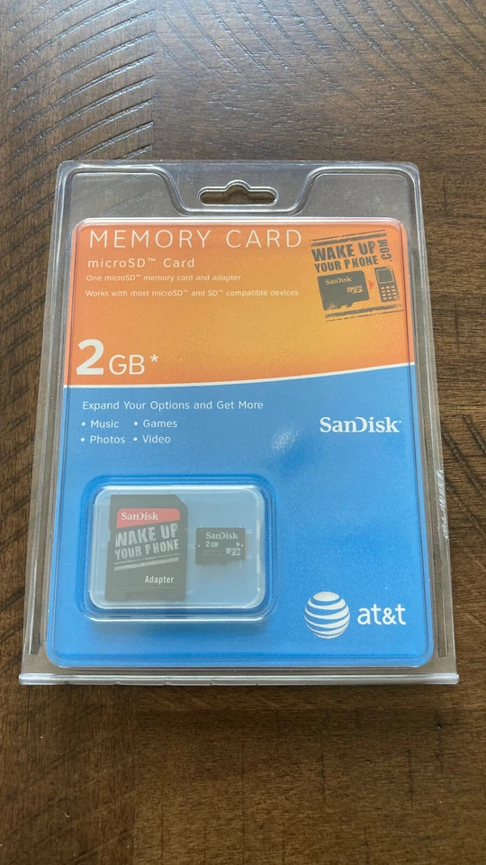 New at&t Sandisk 2GB microSD memory card with SD adapter for phones - Image 1 of 2